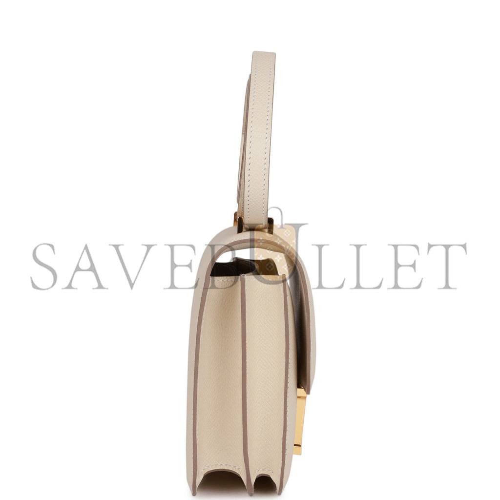 H**mes constance 18 craie epsom gold hardware (18cm)