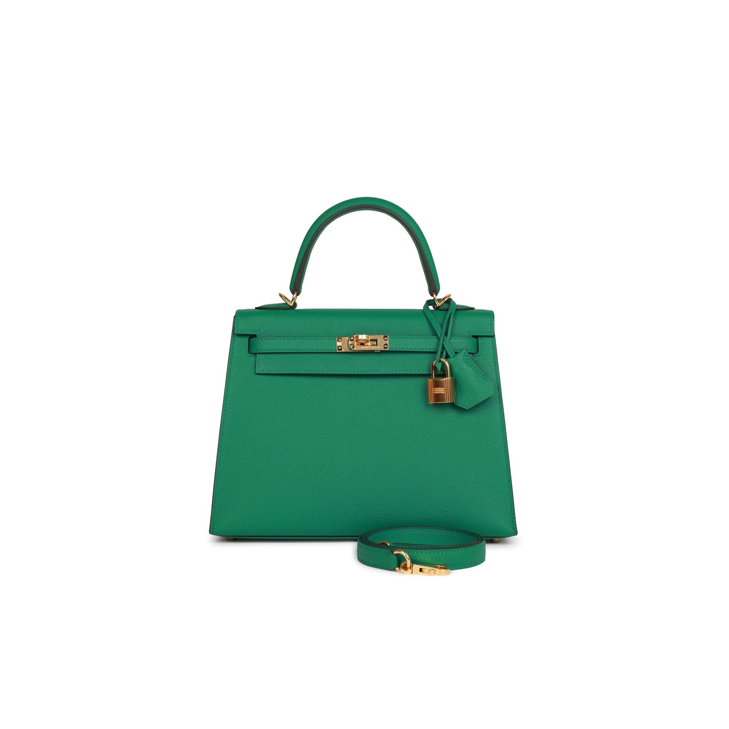 H**mes kelly sellier 25 vert vertigo epsom gold hardware handmade (25*17*7cm)