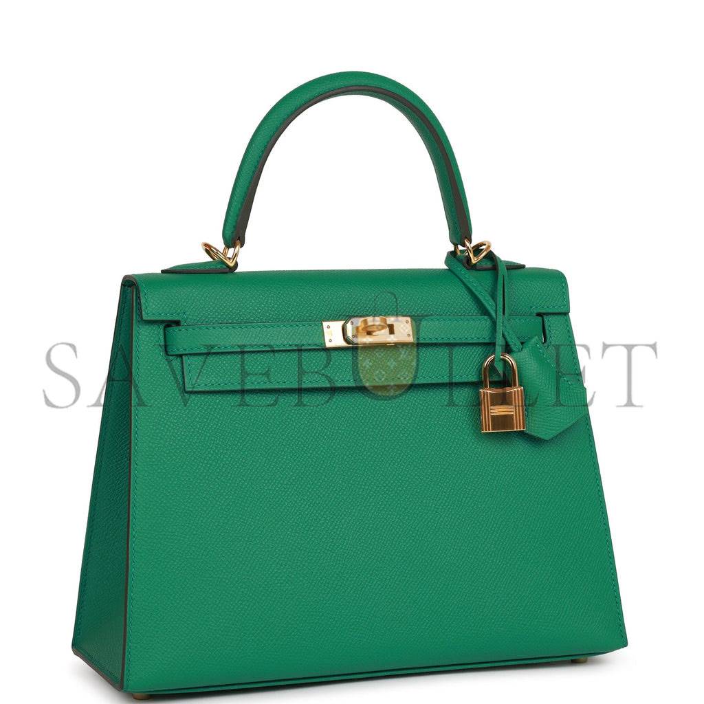 H**mes kelly sellier 25 vert vertigo epsom gold hardware handmade (25*17*7cm)