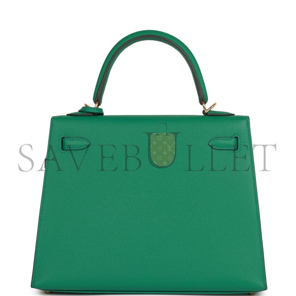 H**mes kelly sellier 25 vert vertigo epsom gold hardware handmade (25*17*7cm)