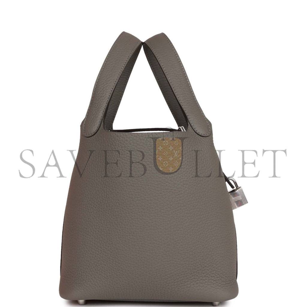 H**mes picotin lock 18 gris meyer clemence palladium hardware (18*13*18cm)