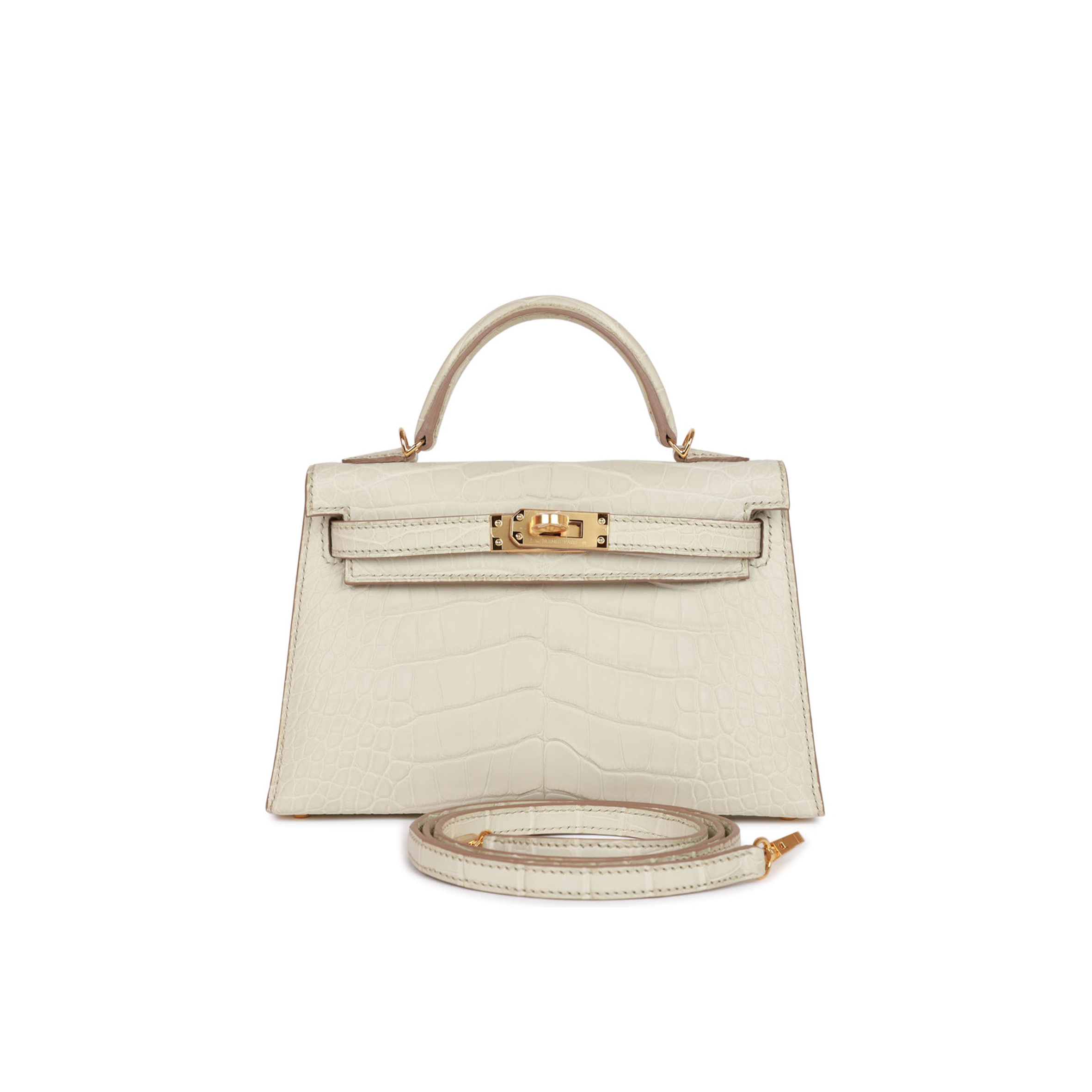 H**mes mini kelly sellier 20cm beton matte alligator gold hardware (19*12*5.5cm)