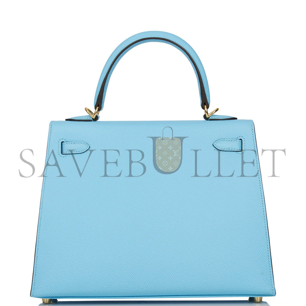 H**me5 kelly sellier 25 celeste epsom gold hardware (25*17*7cm)