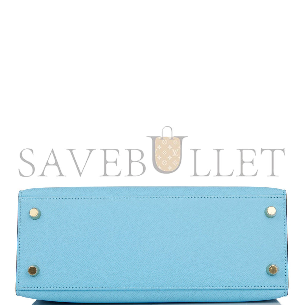 H**me5 kelly sellier 25 celeste epsom gold hardware (25*17*7cm)