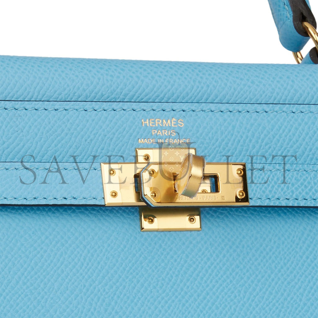 H**me5 kelly sellier 25 celeste epsom gold hardware (25*17*7cm)