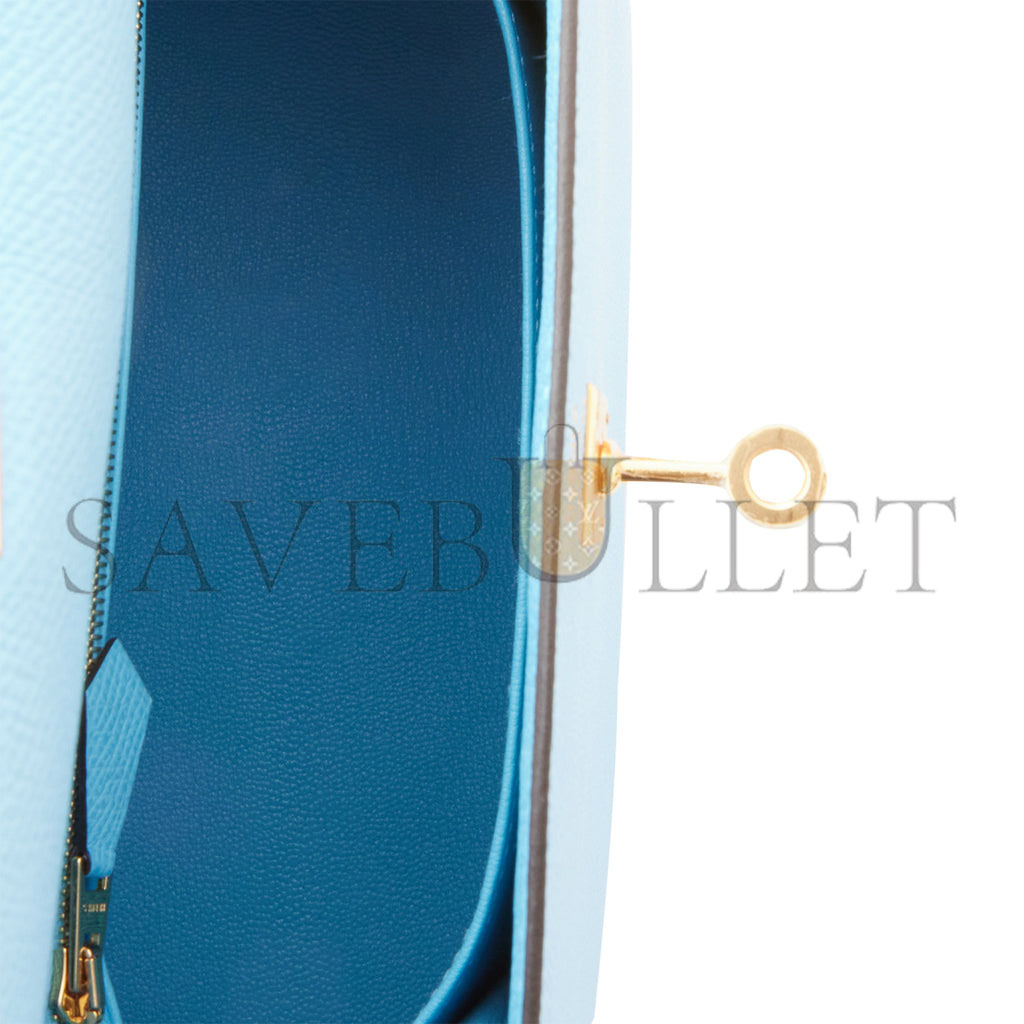 H**me5 kelly sellier 25 celeste epsom gold hardware (25*17*7cm)