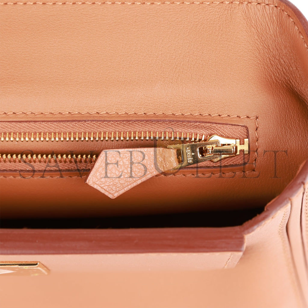 H**mes mini 2424 bag gold evercolor and swift gold hardware (23*16*11cm)