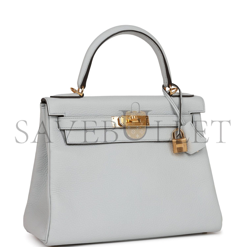 H**mes kelly retourne 28 bleu pale clemence gold hardware (28*22*10cm)