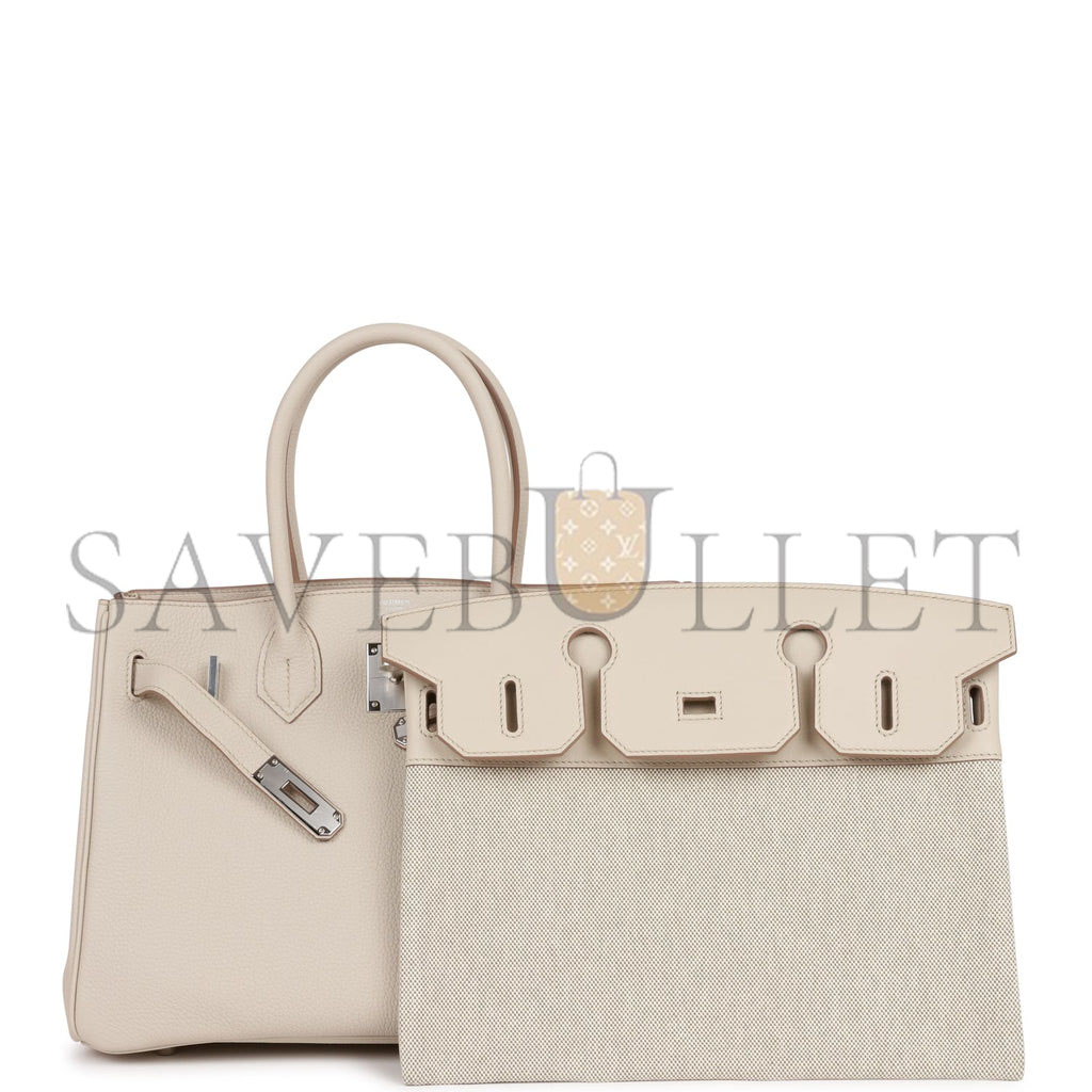 H**mes 3 en 1 birkin 30 beton togo and swift palladium hardware (30cm)