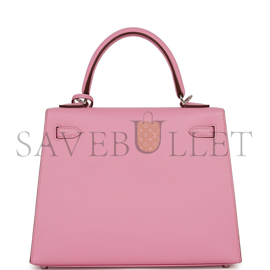 H**mes kelly sellier 25 pink verso madame palladium hardware (25*17*7cm)