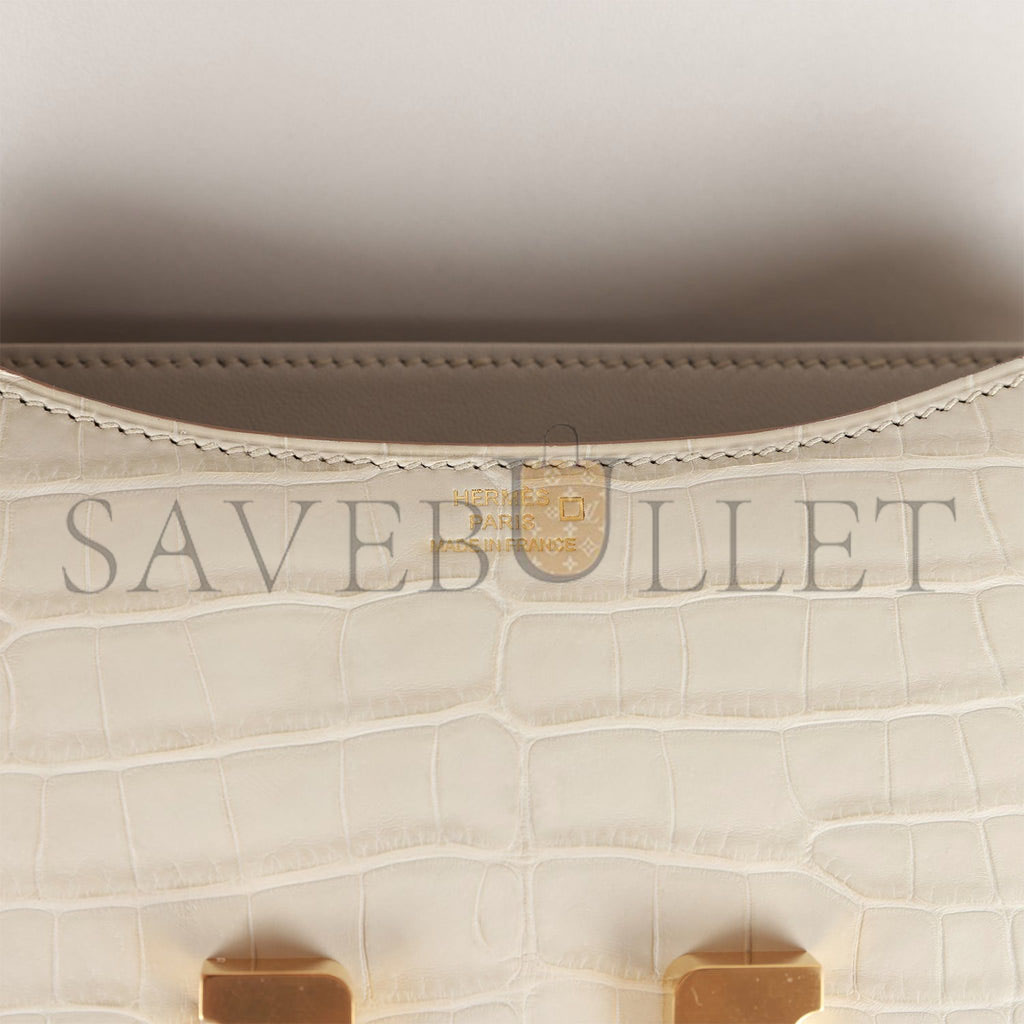 H**mes constance 18 beton matte alligator gold hardware (18cm)