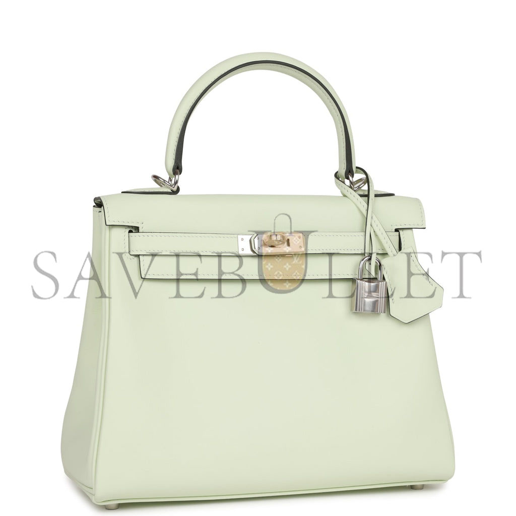 H**mes kelly retourne 25 vert fizz swift palladium hardware handmade (25*17*7cm)