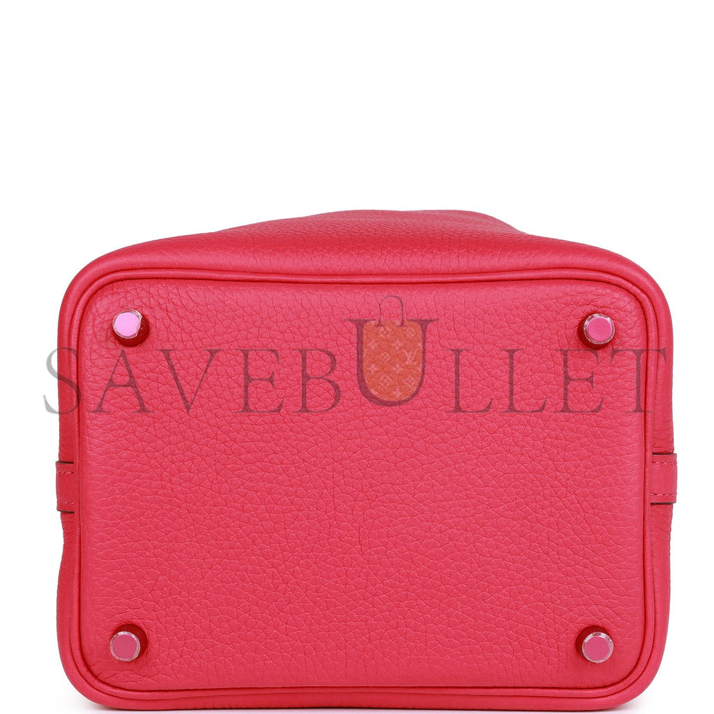h**mes monoCh*0me picotin 18 rose mexico clemence pink hardware (18*12*19cm)