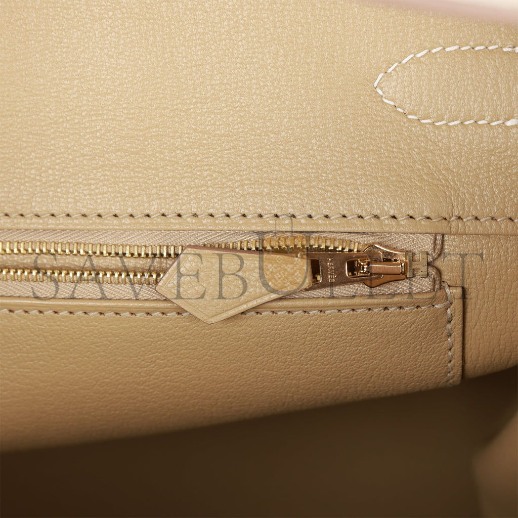 H**mes special order (hss) birkin 35 craie and trench clemence brushed gold hardware (35*25*18cm)