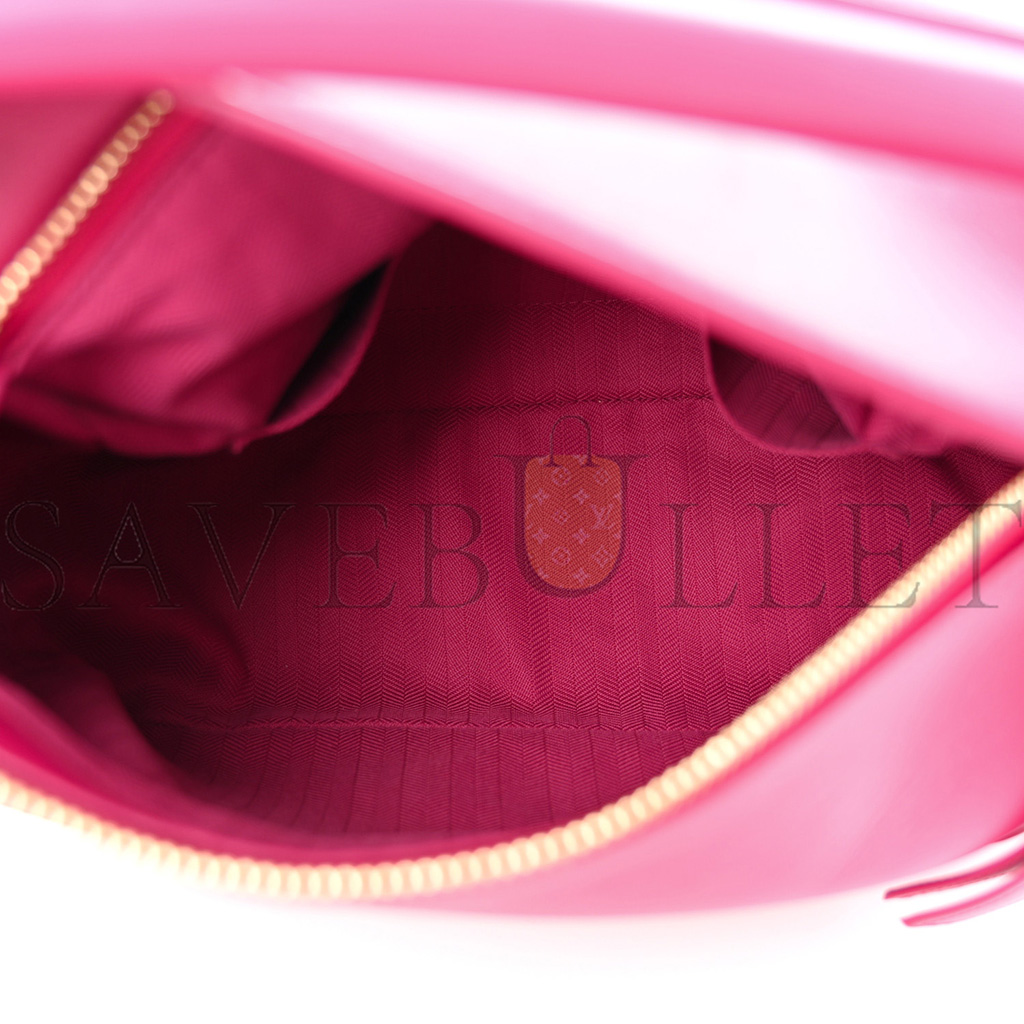 l*ew* satin calfskin monoCh*0me small puzzle edge bag ruby red glaze (24*16.5*10.5cm)