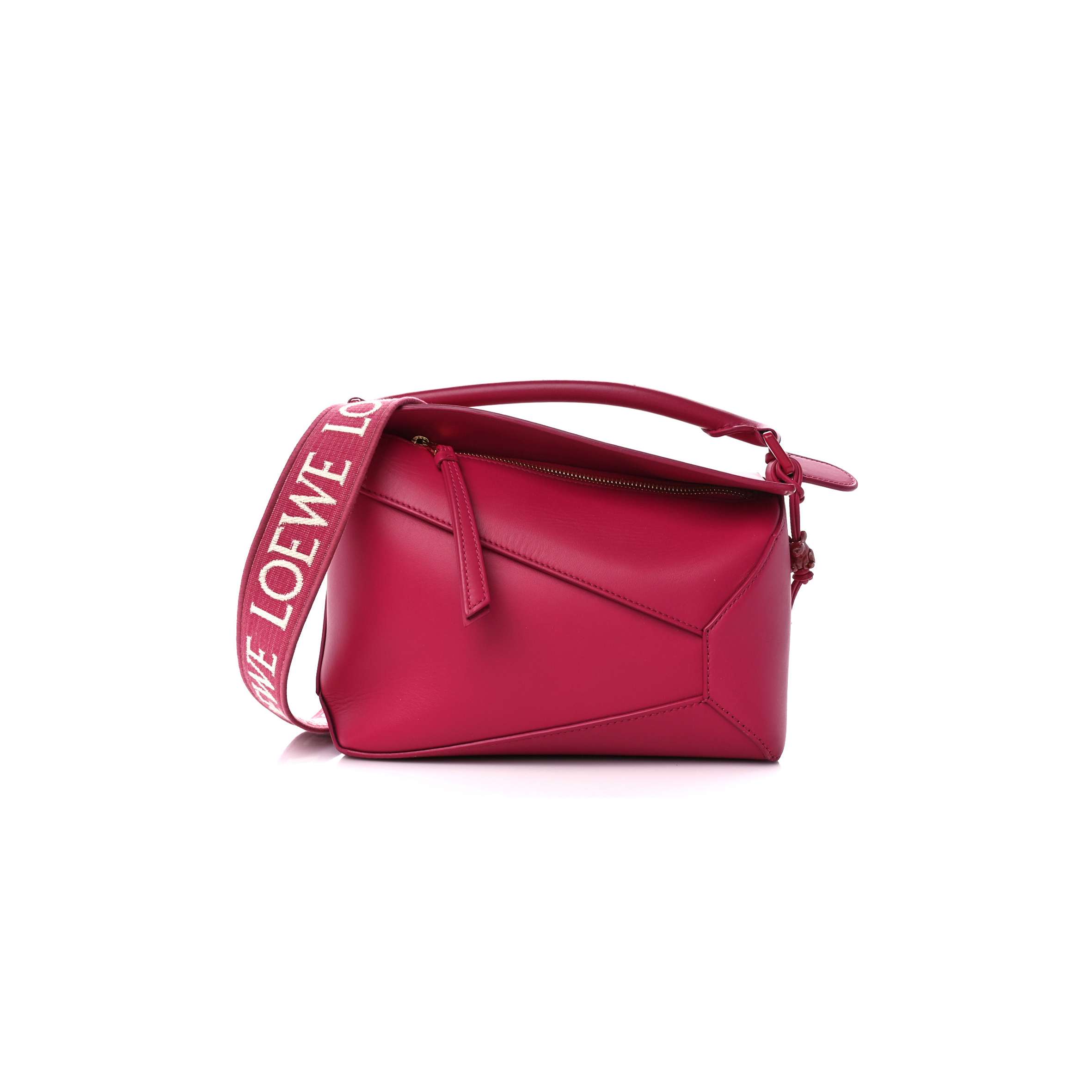 l0ew* satin calfskin monoCh*0me small puzzle edge bag ruby red glaze (24*16.5*10.5cm)