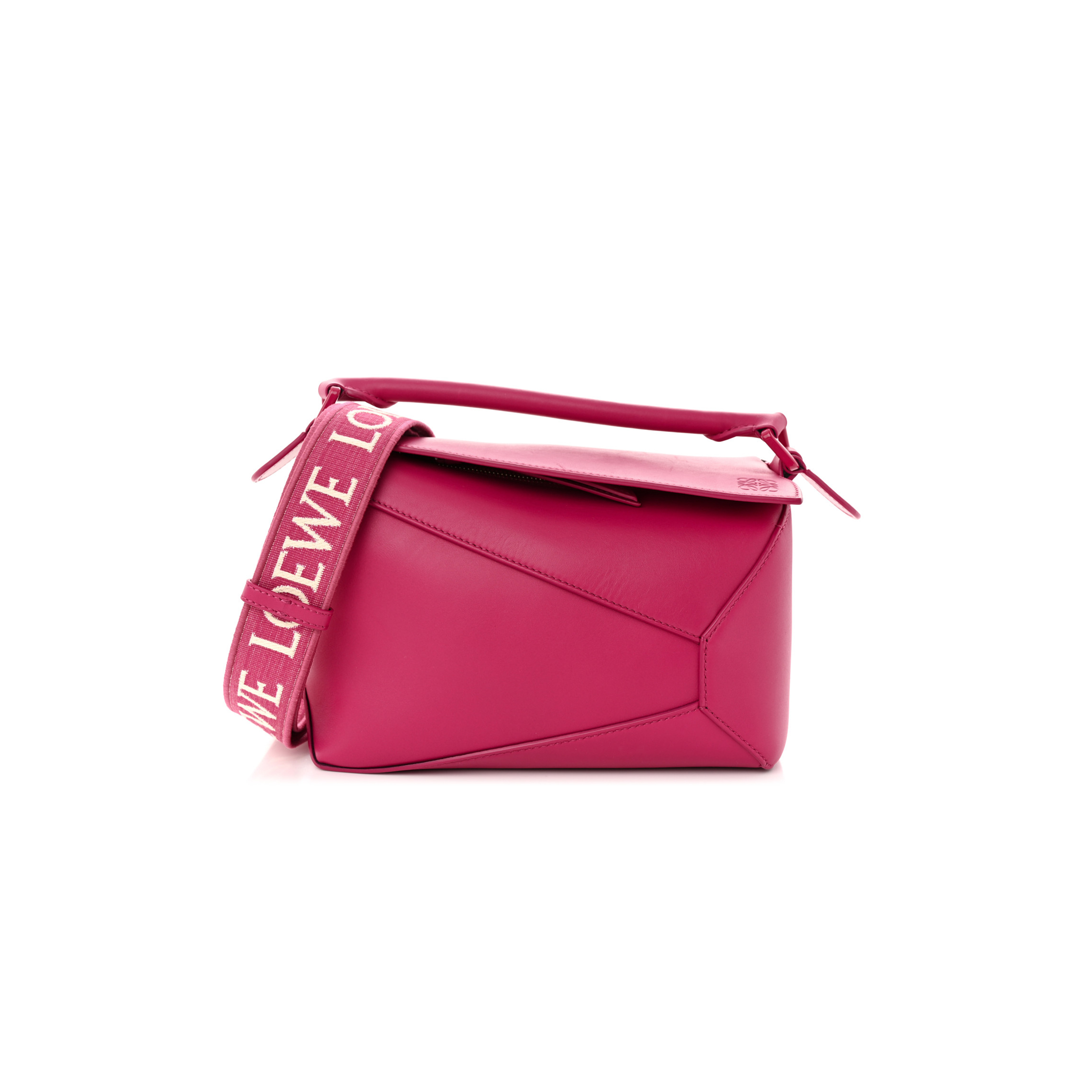 l*ew* satin calfskin monoCh*0me small puzzle edge bag ruby red glaze (24*16.5*10.5cm)