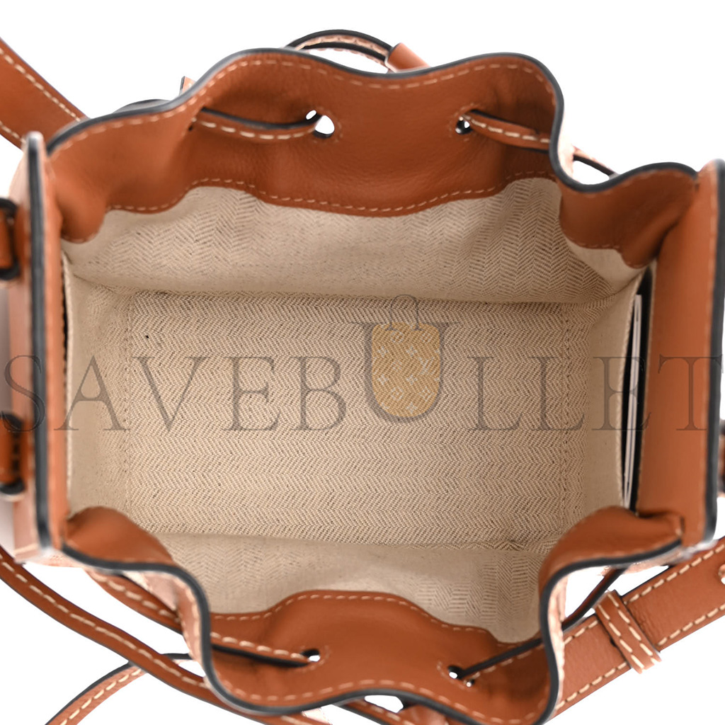 l*ew* calfskin canvas mini hammock shoulder bag natural tan (19*17*10cm)