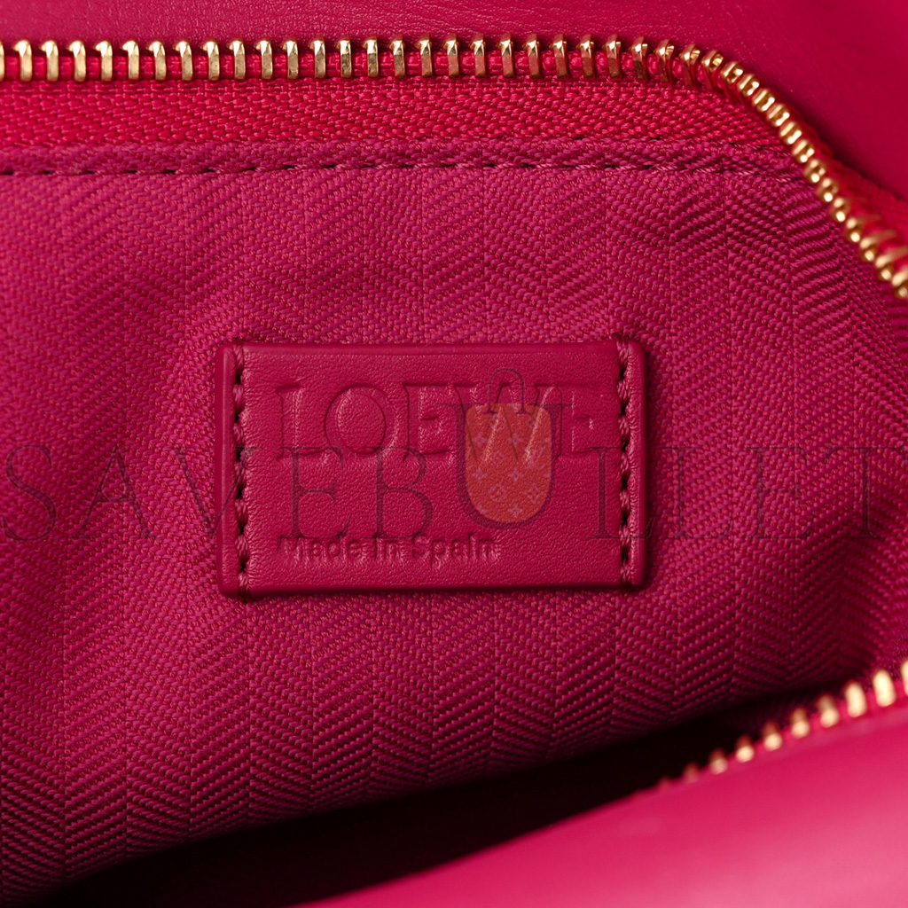 l*ew* satin calfskin monoCh*0me small puzzle edge bag ruby red glaze (24*16.5*10.5cm)