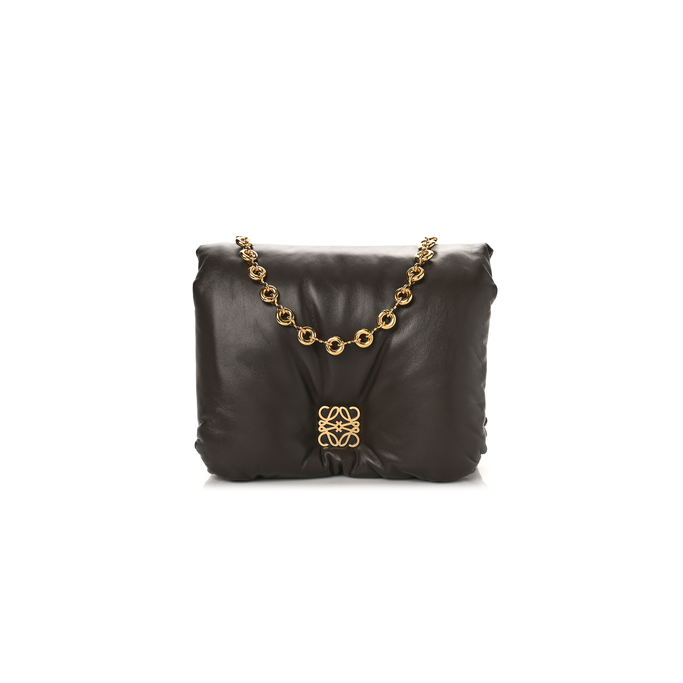 l*ew* lambskin goya puffer bag dark chocolate (23*17*8cm)