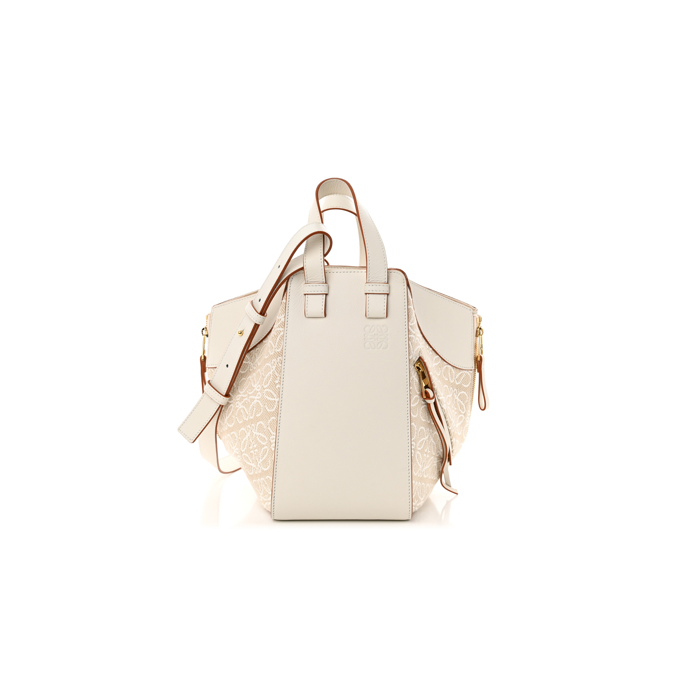 l*ew* calfskin canvas anagram small hammock shoulder bag ecru white (30*25*13.5cm)