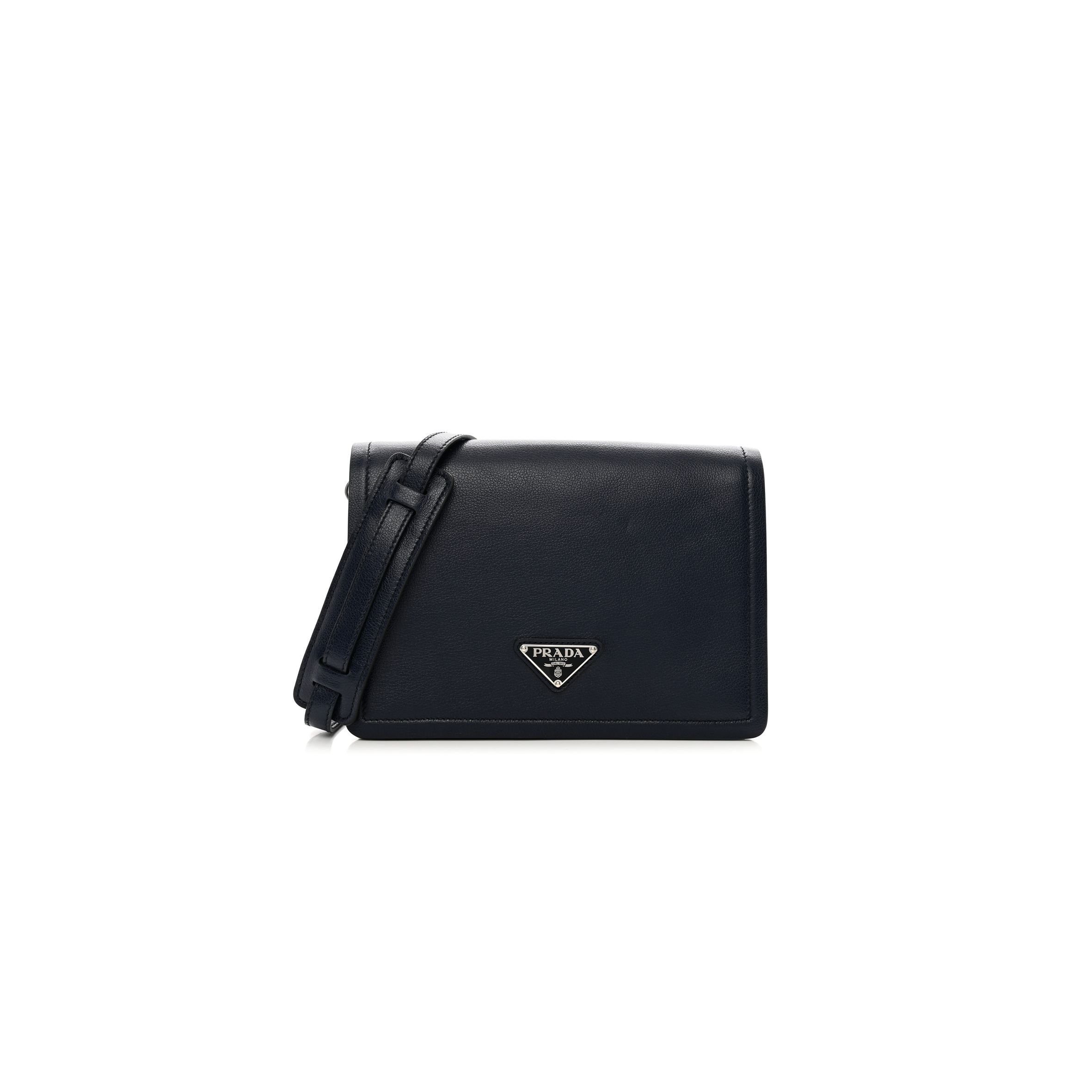 Pra*a glace calf shoulder bag baltico (23*17*9cm)