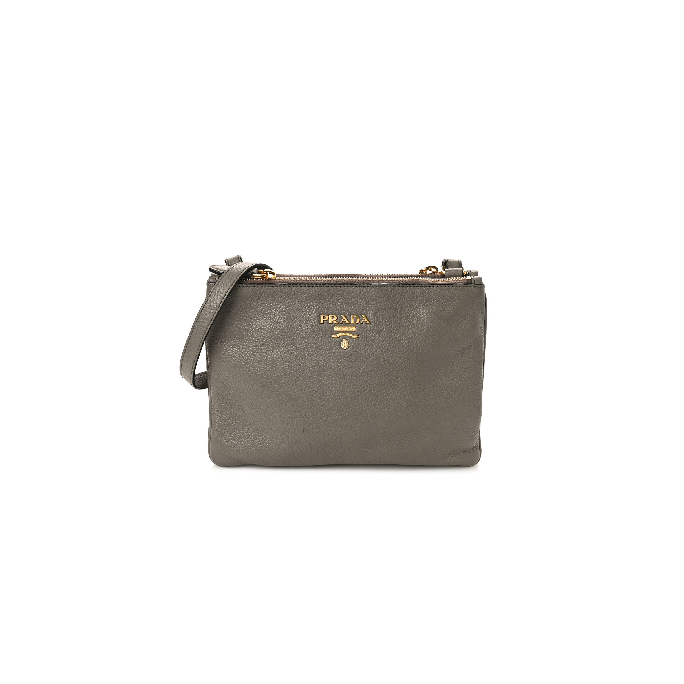 Pra*a vitello phenix double zip crossbody bag argilla (24*17*2cm)