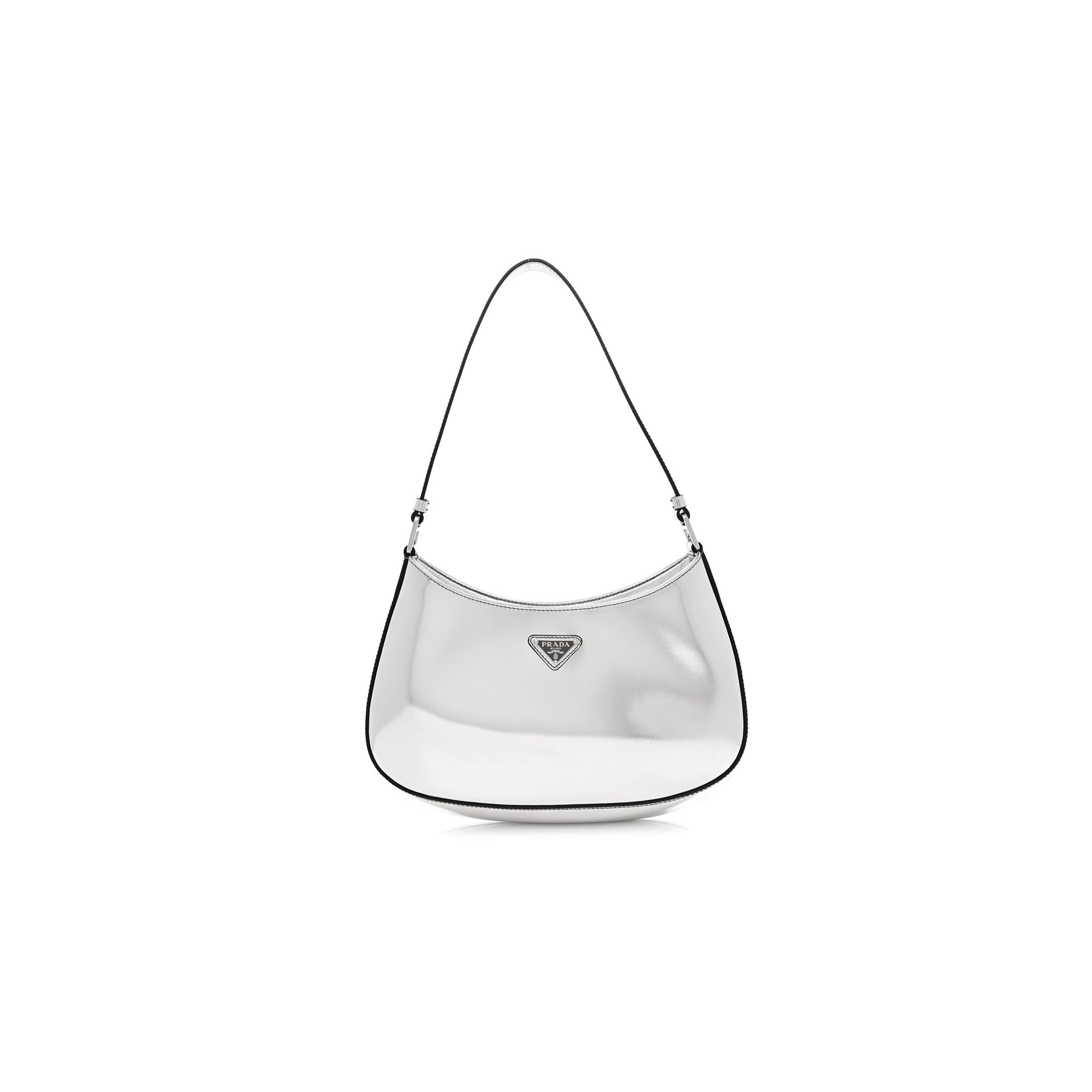 Pra*a metallic spazzolato cleo shoulder bag argento (28*18*5cm)