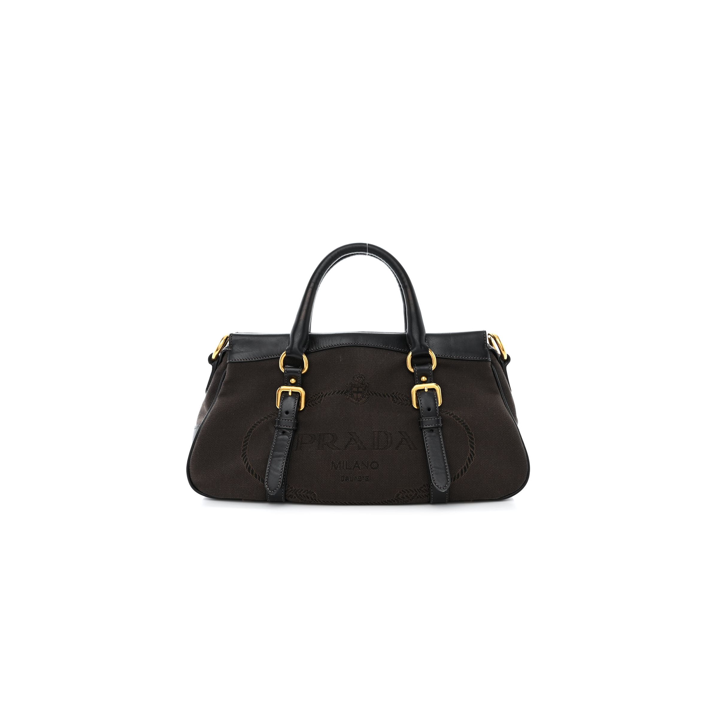 Pra*a jacquard logo tote corda bruciato (34*17*11cm)