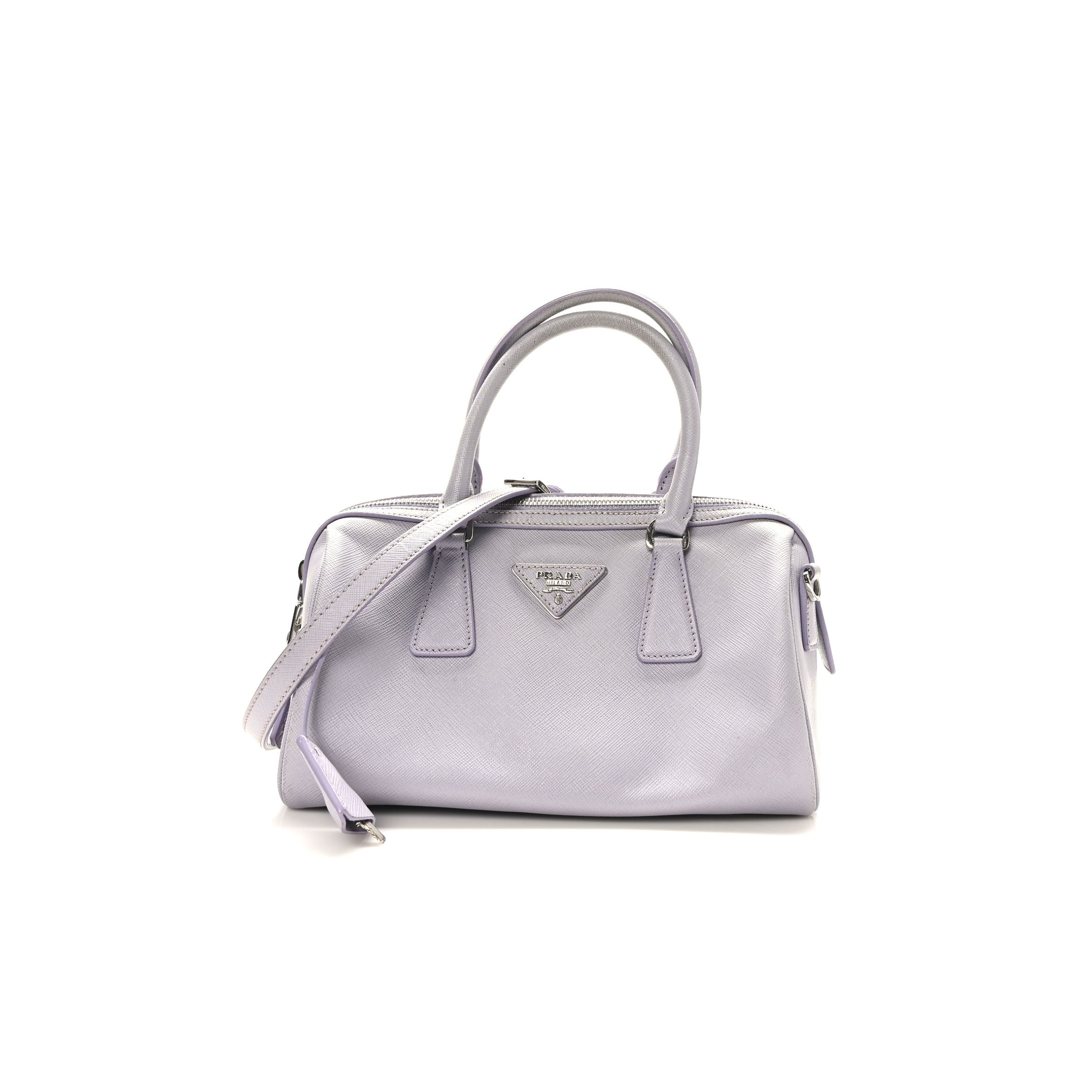 Pra*a saffiano lux convertible bowler glicine (24*15*14cm)