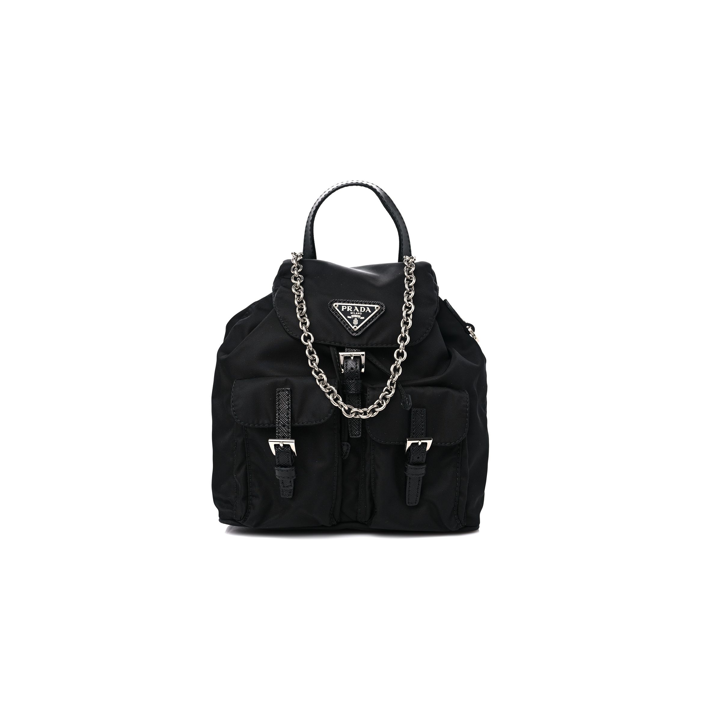 Pra*a nylon vela mini crossbody backpack black (19*19*9cm)