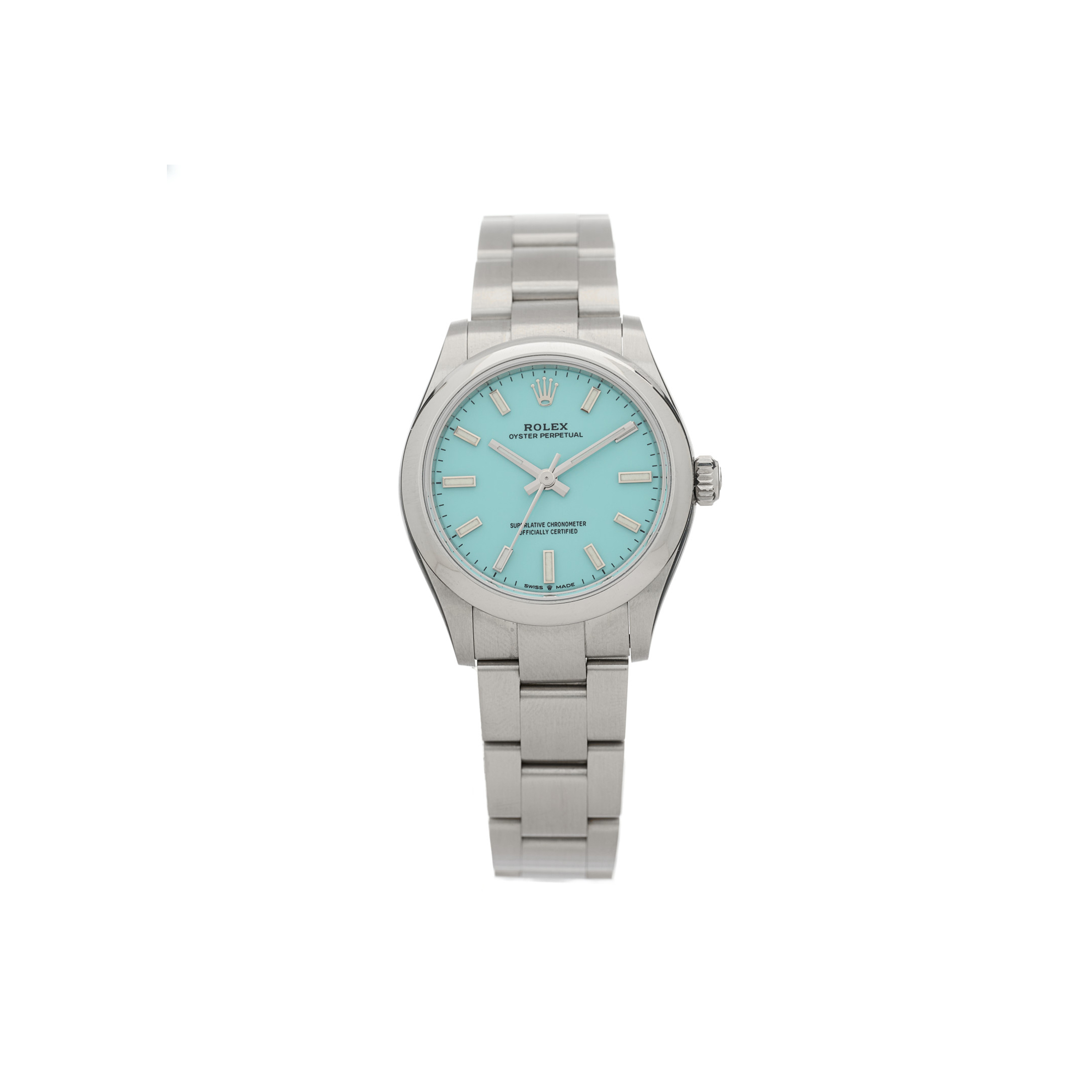 R*l*x stainless steel 31mm oyster perpetual watch turquoise 277200