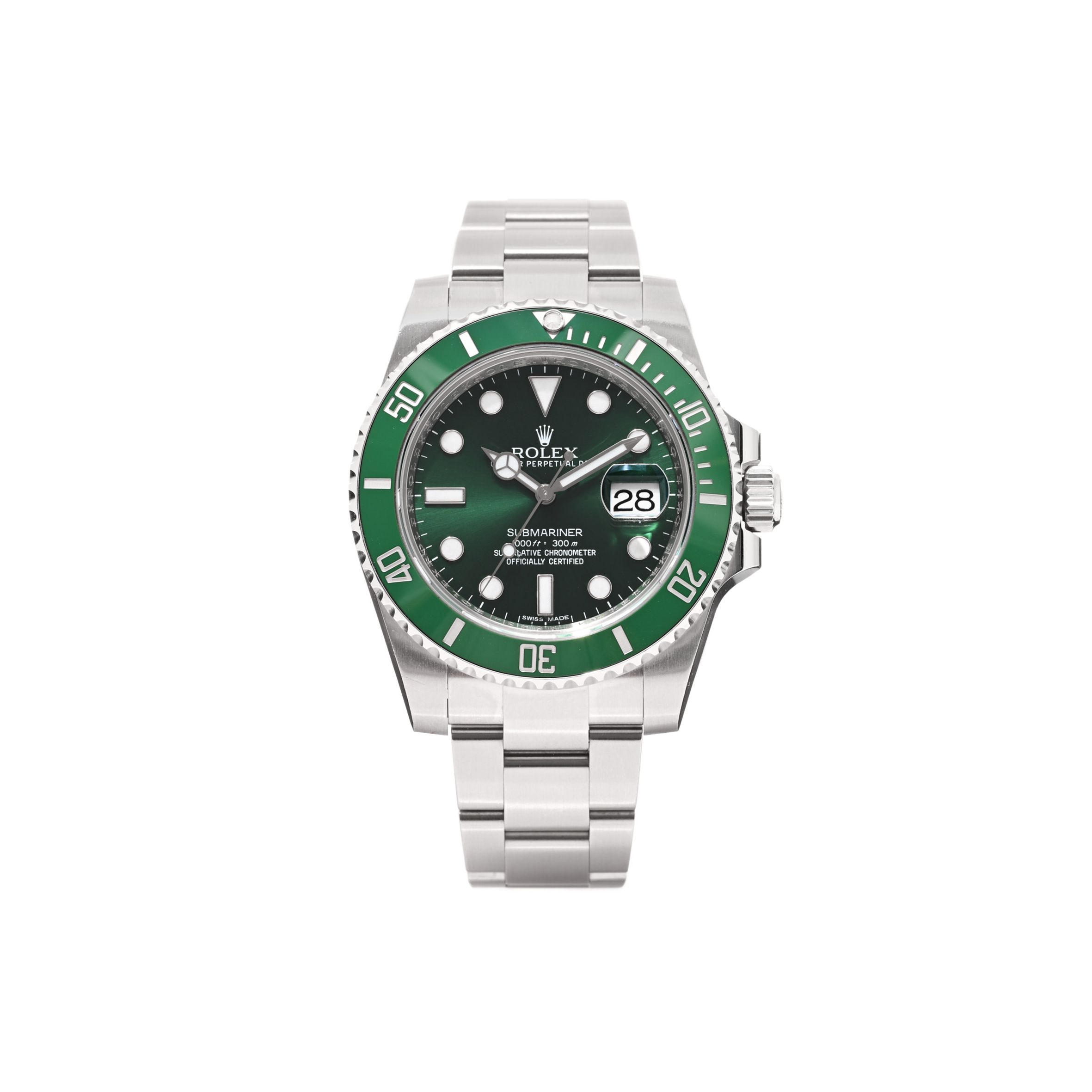 R*l*x R*l*x stainless steel 40mm oyster perpetual submariner date "hulk" watch green 116610lv