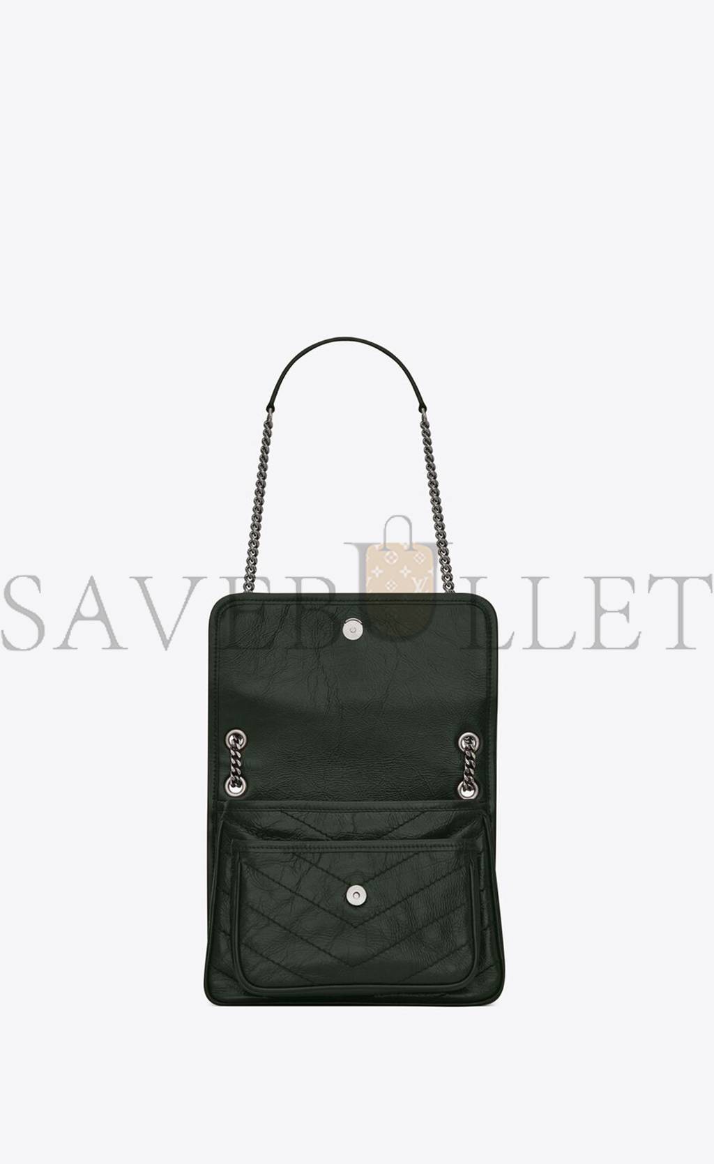 Y*L niki baby chain bag in crinkled vintage leather 5330370en043045 (21*16*7.5cm)