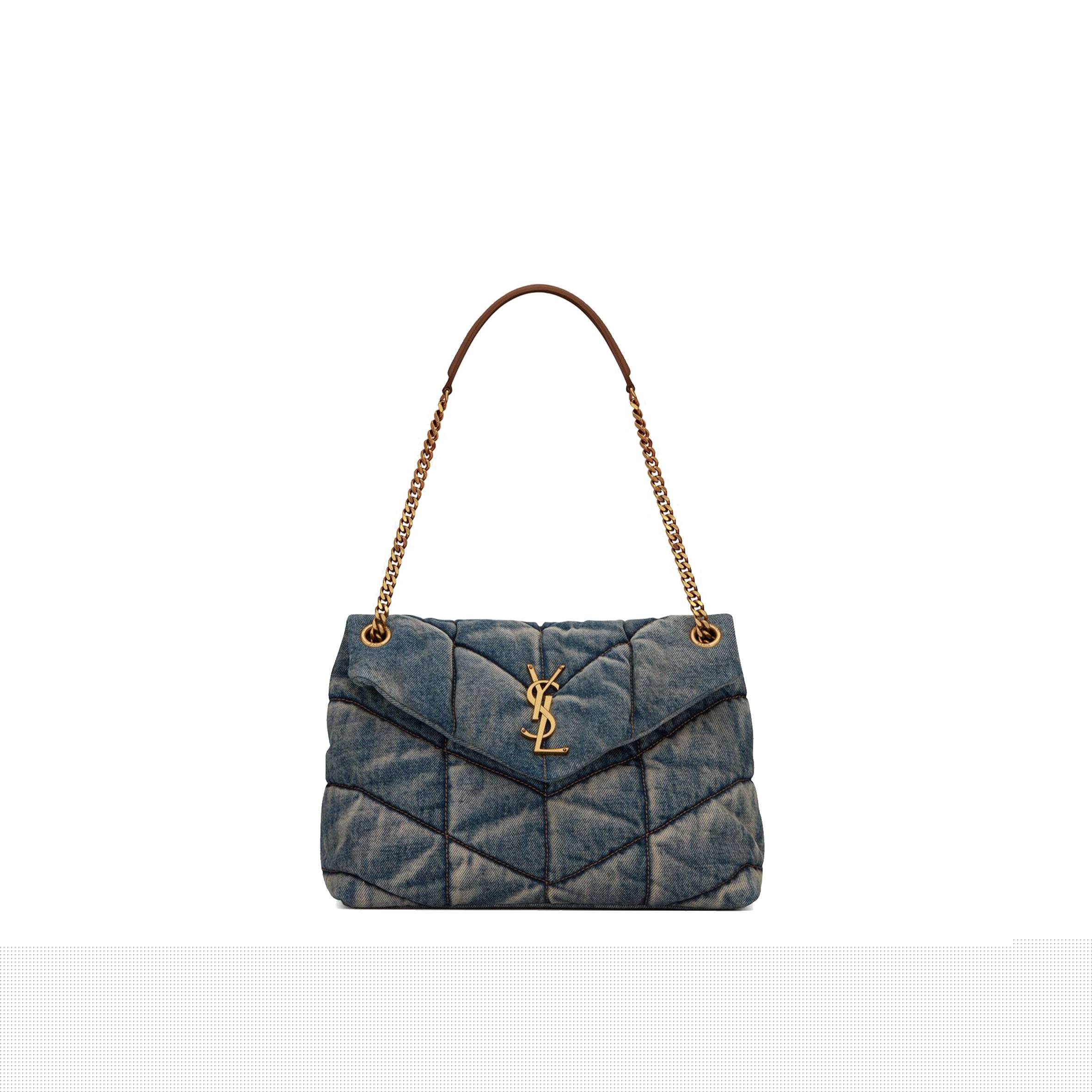 y*l puffer medium chain bag in quilted vintage De*1m and suede 5774752pt674575 (35*23*13.5cm)