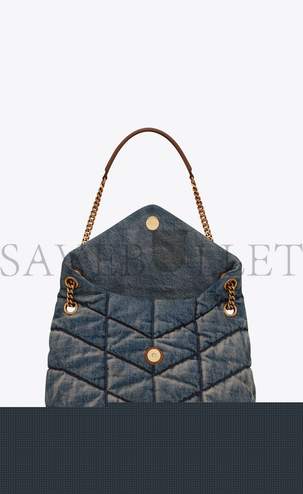 y*l puffer medium chain bag in quilted vintage De*1m and suede 5774752pt674575 (35*23*13.5cm)