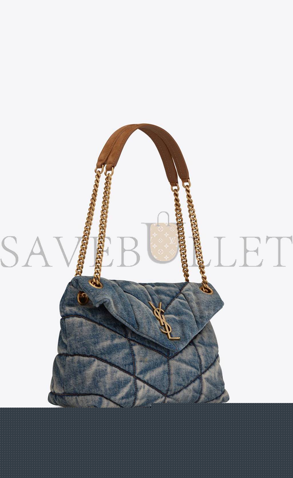 y*l puffer medium chain bag in quilted vintage De*1m and suede 5774752pt674575 (35*23*13.5cm)