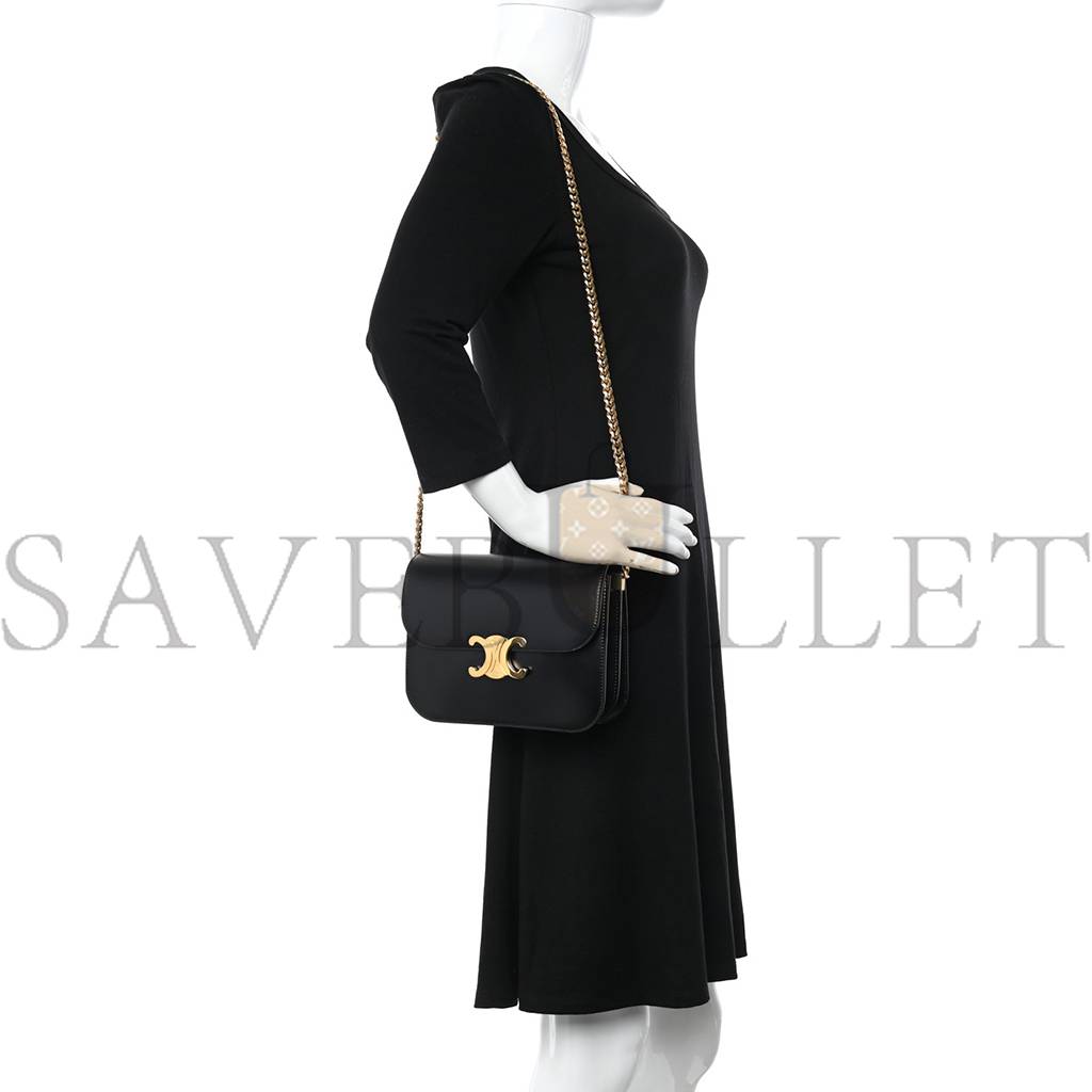 Ce**e shiny calfskin college triomphe black (20*16*6cm)