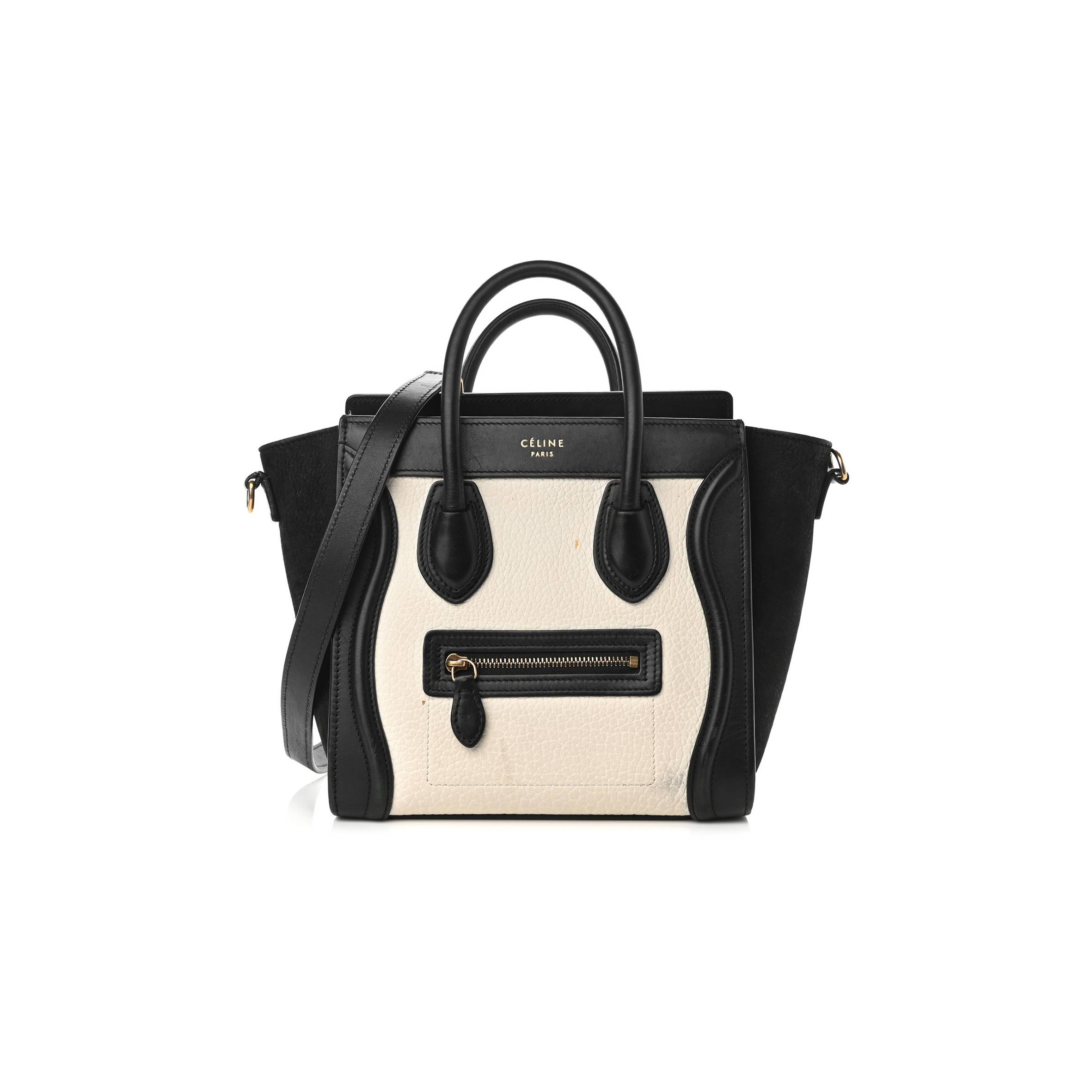 ce**e bullhide calfskin nubuck bi-color nano lU*gage black white (20*20*10cm)