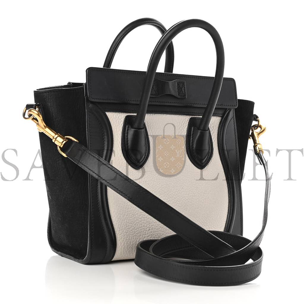 ce**e bullhide calfskin nubuck bi-color nano lU*gage black white (20*20*10cm)