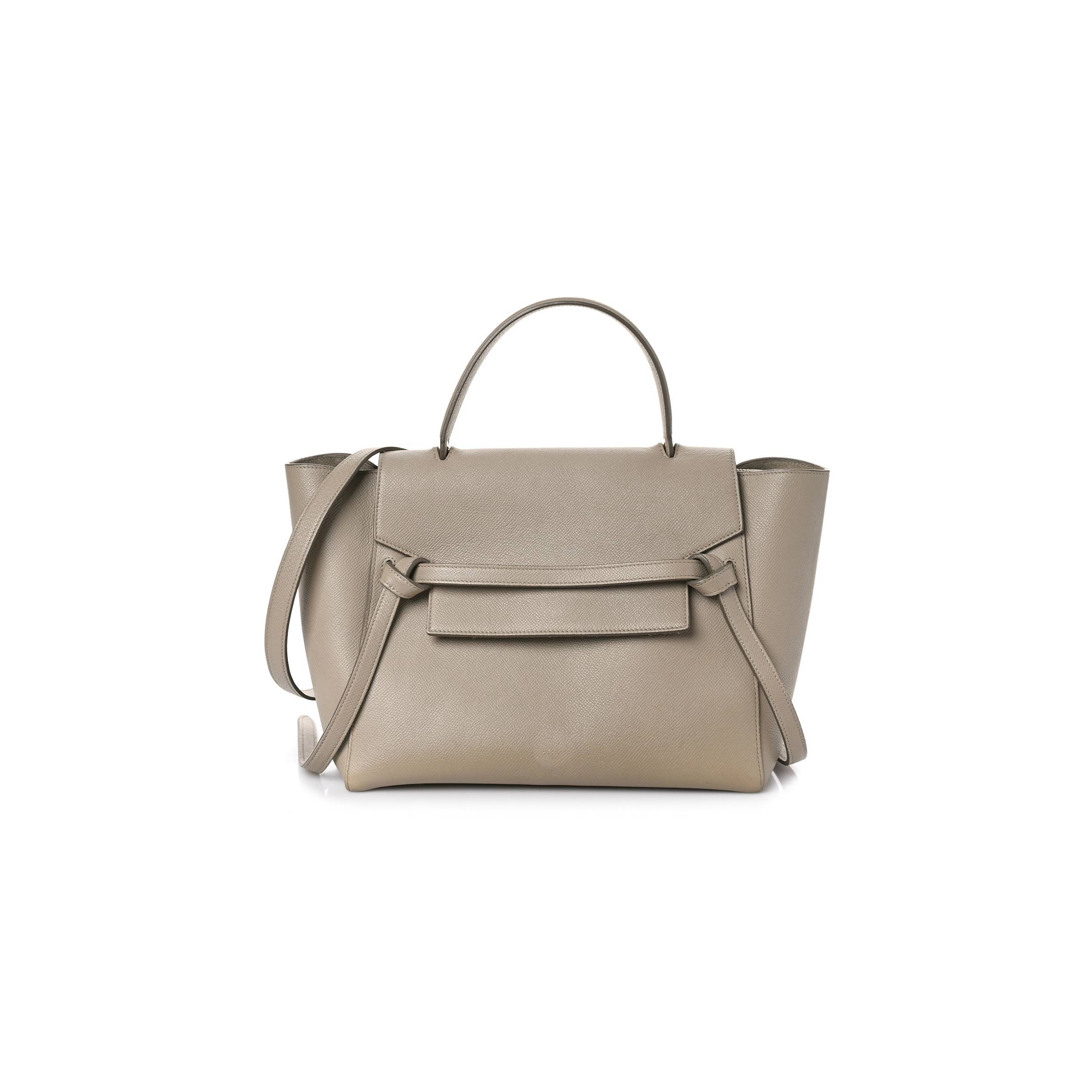 Ce**e grained calfskin micro belt bag light taupe (24*19*14cm)