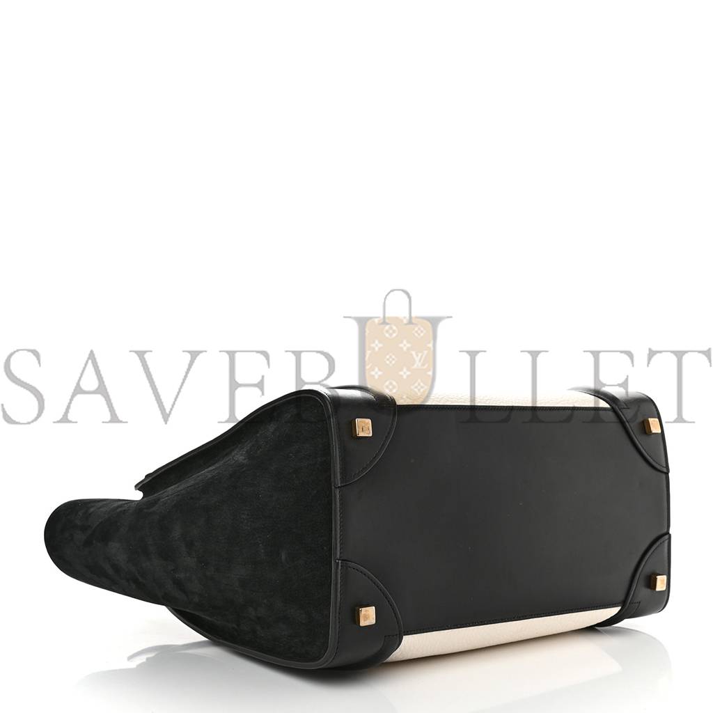 ce**e bullhide calfskin mini bi-color lU*gage black white (34*30*17cm)