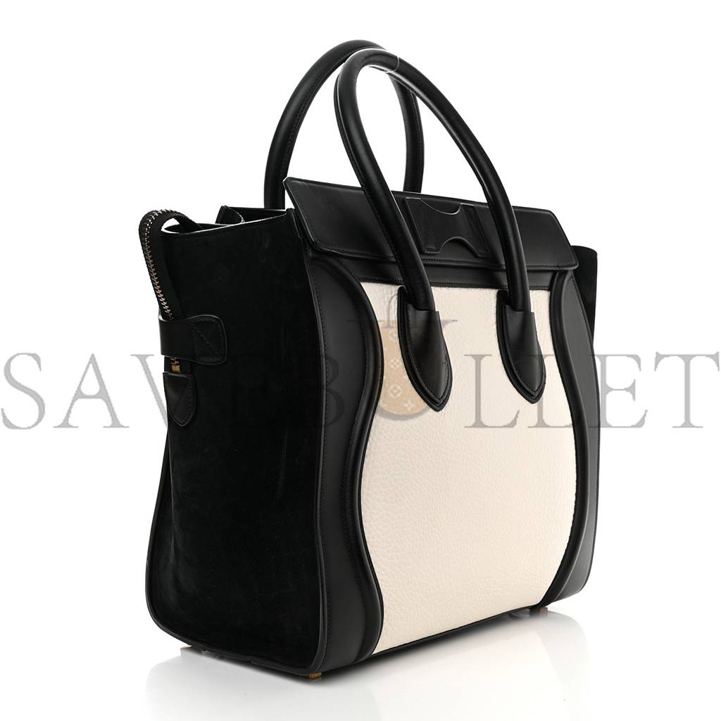 ce**e bullhide calfskin mini bi-color lU*gage black white (34*30*17cm)