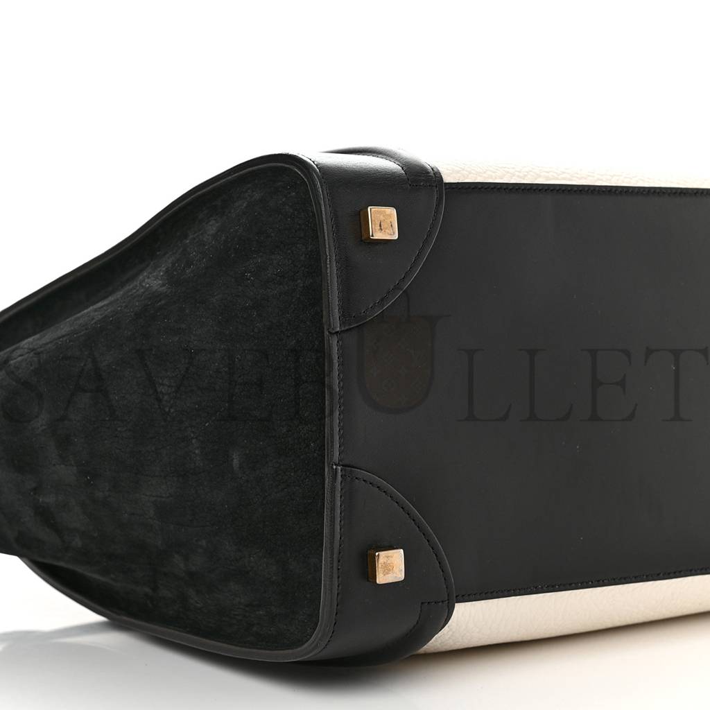 ce**e bullhide calfskin mini bi-color lU*gage black white (34*30*17cm)