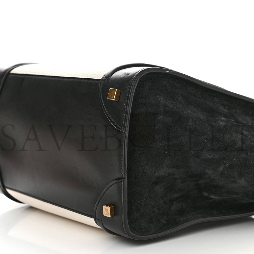 ce**e bullhide calfskin mini bi-color lU*gage black white (34*30*17cm)