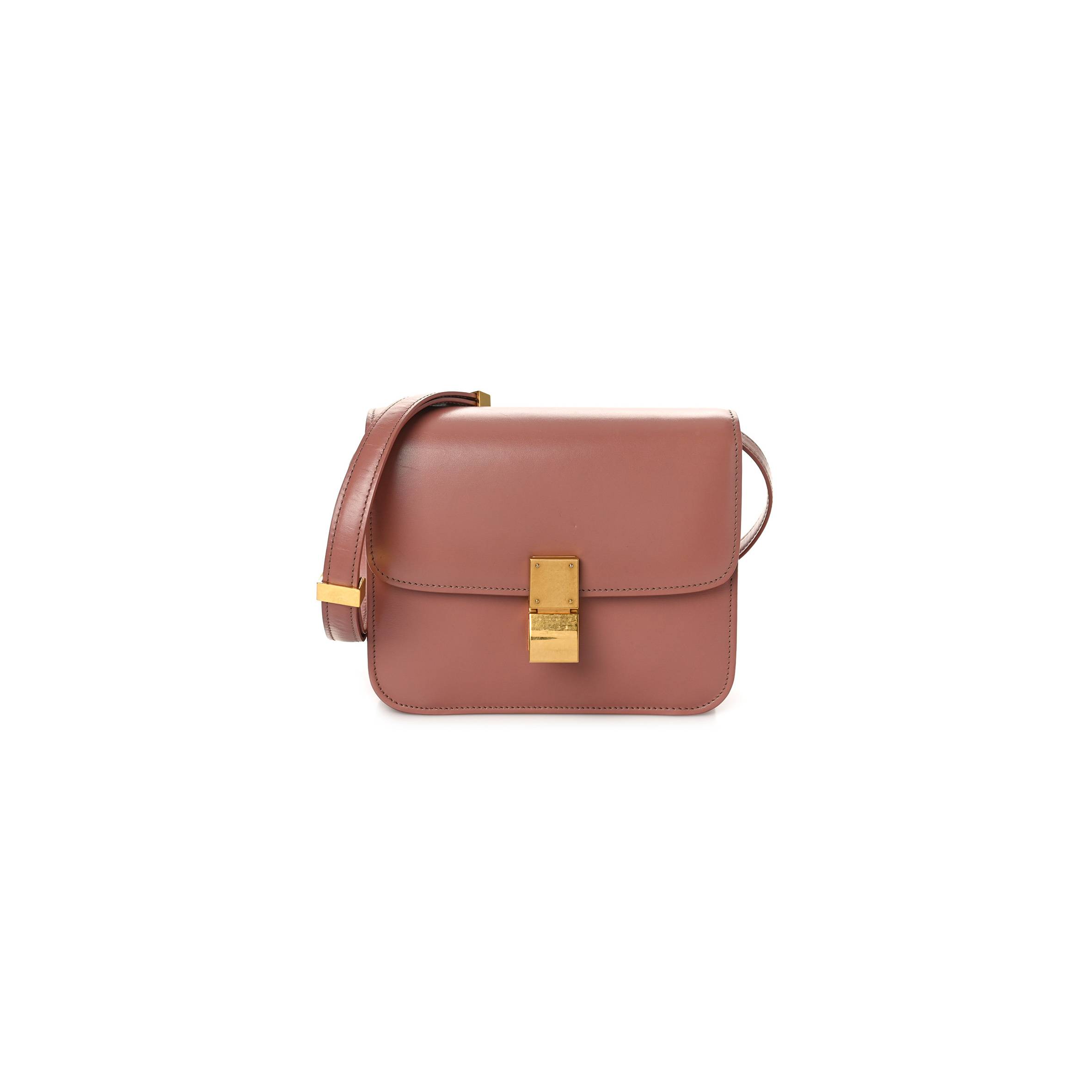 Ce1i*e box calfskin teen classic box flap bag antique rose (18*15*6cm)
