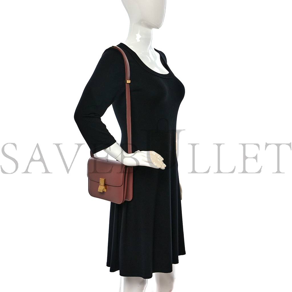 Ce1i*e box calfskin teen classic box flap bag antique rose (18*15*6cm)
