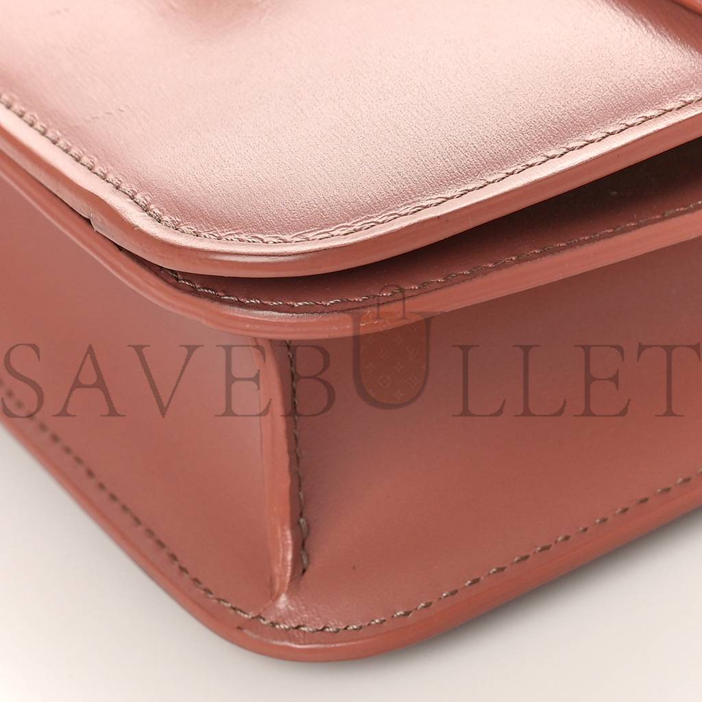 Ce1i*e box calfskin teen classic box flap bag antique rose (18*15*6cm)