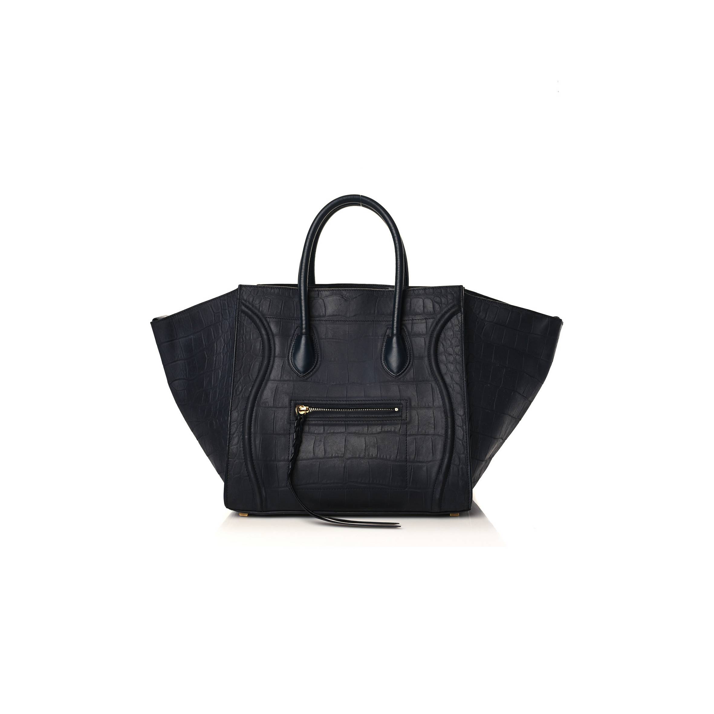 ce**e crocodile embossed calfskin medium phanT0m lu*gage navy blue (30*27*24cm)