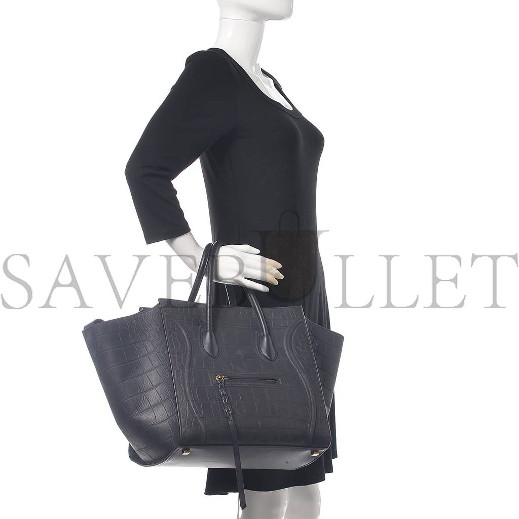 ce**e crocodile embossed calfskin medium phanT0m lu*gage navy blue (30*27*24cm)